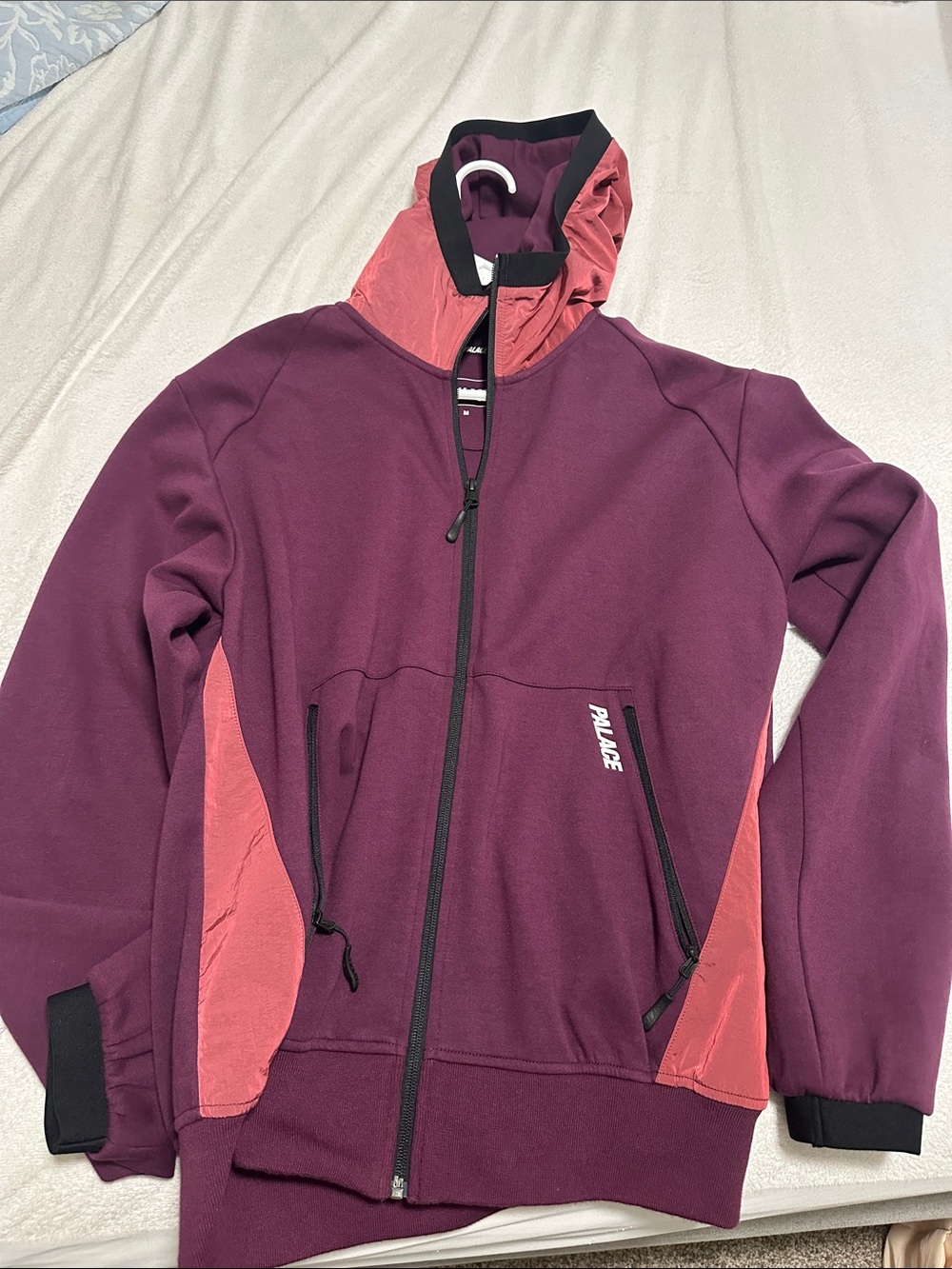 PALACE Plum and Coral Hooded zip up Tech